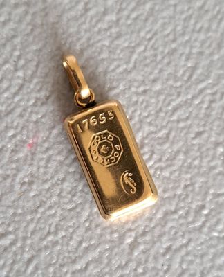 Pendentif en or jaune 24K 999 millièmes en forme de lingot (… - Photo 1