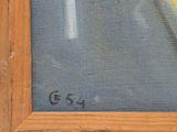 an image of a painting of a man riding a skateboard down a street