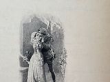 an old book with a picture of a man and a woman hugging