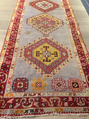 Tapis couloir Iran ancien font bleu clair 300 x 0/80