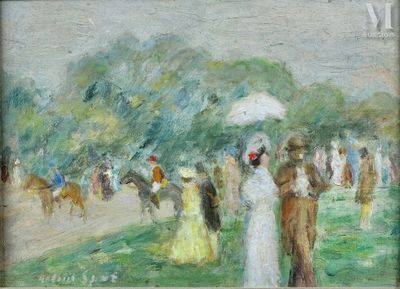 un tableau représentant un groupe de personnes marchant dans un champ