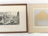 two framed pictures of a man and a woman in a room
