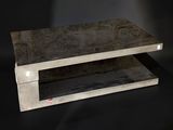 concrete coffee table with two shelves on each side of it