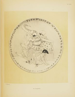 un vieux livre avec le dessin d'un homme sur un cheval