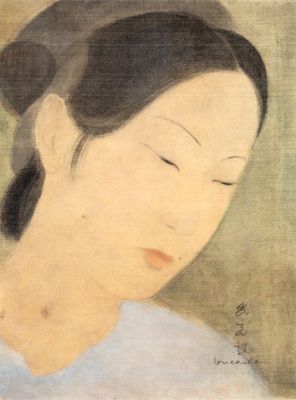 une image représentant un tableau d'une femme les yeux fermés