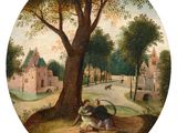 an image of a painting of a man and a woman sitting under a tree