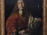an image of a painting of a woman holding a plate of food