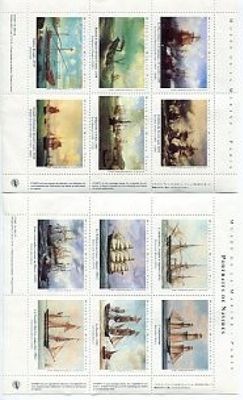 the stamps are of different sizes and colors on a sheet of paper