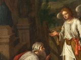 an image of a painting of a man and a woman in a wooded setting