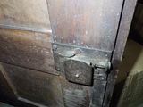 a close up of a door with a latch on it