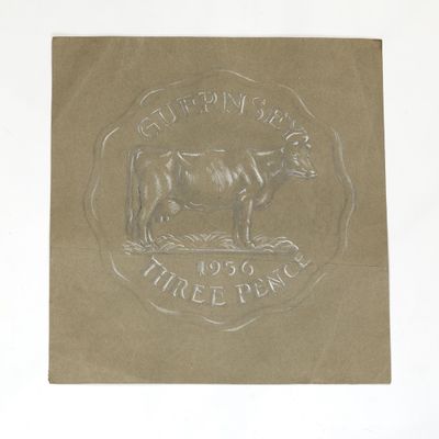 a stamp with a picture of a cow on it