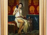 an image of a painting of a woman brushing her hair