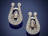 a pair of sapphire and diamond earrings