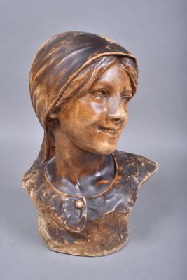 George TRINQUE (c.1844-1930), Buste de jeune femme au sourir…