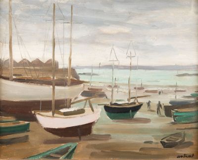 de nombreux bateaux échoués sur la plage