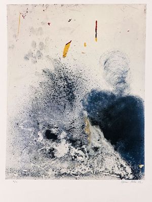 une image représentant un tableau où l'on voit un homme assis au sommet d'un tas de terre