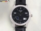 gros plan d'une montre-bracelet avec un cadran noir
