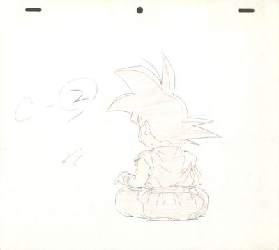 dessin au crayon représentant un enfant assis par terre, un frisbee à la main