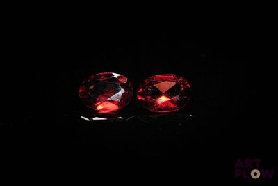 une paire de grenats rouges sur fond noir