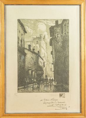 Eugène VILLON Vue d'une rue près de Saint-Nizier à Lyon - Photo 1