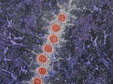 an image of a painting with red circles on a purple background