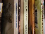 many books that are on a shelf in the room