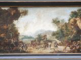une image représentant un tableau où l'on voit un groupe de personnes à cheval