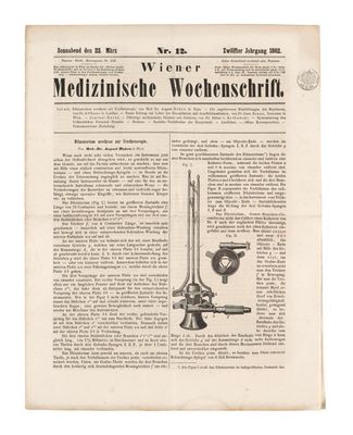 the front page of a german newspaper with an image of a microscope