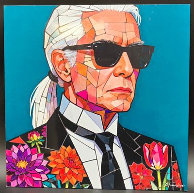 MONAKOE (né en 1980) Karl Lagerfeld mosaïqué.