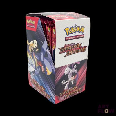 the box is full of pokemon trading cards on a black background