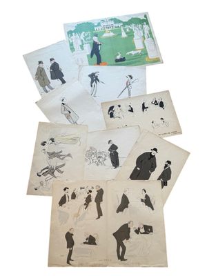 SEM (1863-1934) Lot de neuf LITHOGRAPHIES, dont deux in foli…