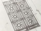 a drawing of a door with a design on top of it
