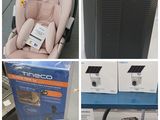 plusieurs photos d'un siège auto pour bébé et d'un siège auto pour bébé dans un magasin