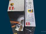two boxes of legos sitting next to each other on a table