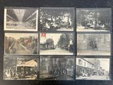 plusieurs vieilles photos en noir et blanc représentant des personnes et des véhicules dans une ville