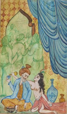 une image représentant un tableau où l'on voit un homme et une femme assis par terre