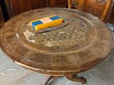 a table that has a book on top of it