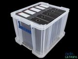 a close up of a plastic box with a lot of files in it