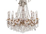 a close up of a chandelier on a white background
