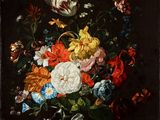 an image of a painting of flowers in a vase on a table