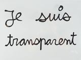 une pancarte sur laquelle est écrit « i suise transparent »