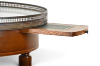 TABLE bouillotte en merisier, plateau rond en marbre ceint d… (photo 5)