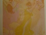 painting of a woman in a yellow dress is hanging on a wall