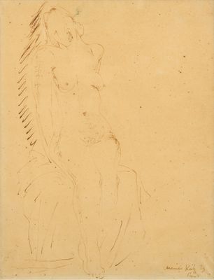 l'image d'un dessin représentant une femme assise sur une chaise