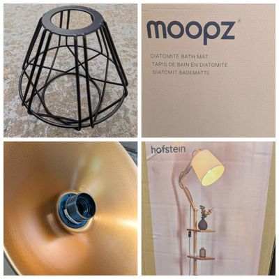 plusieurs photos d'une lampe posée sur une table