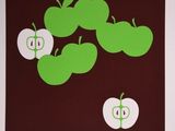 a picture of a picture of apples on a brown background