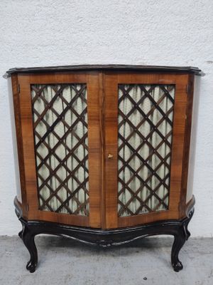 J/ Meuble d'appui en bois sculpté et placage de bois fruitie…