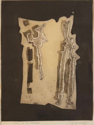 une image représentant un dessin en noir et blanc de deux personnes sur une feuille de papier