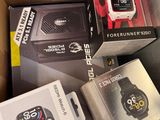 a box of garmin watches sitting on a table