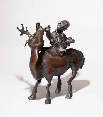 VIETNAM - Vers 1900 Groupe en bronze à patine brune, Shoulao…